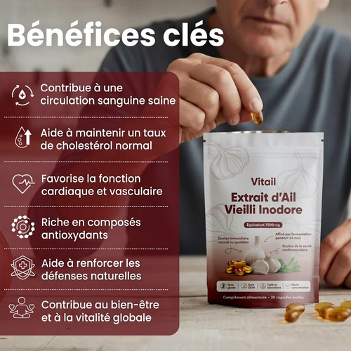 Extrait d’ail vieilli inodore – 7500 mg capsules molles