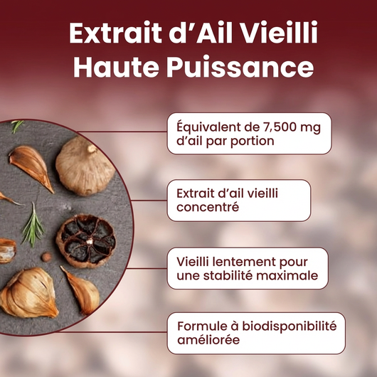 Extrait d’ail vieilli inodore – 7500 mg capsules molles