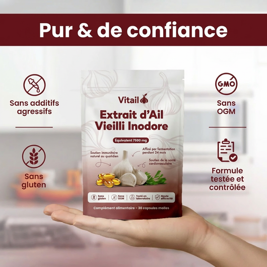 Extrait d’ail vieilli inodore – 7500 mg capsules molles