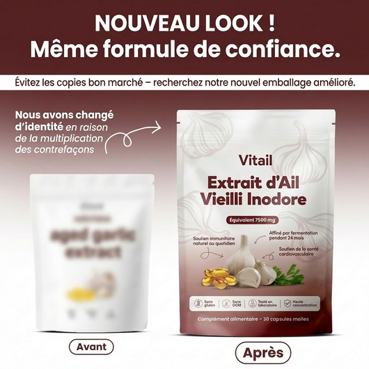 Extrait d’ail vieilli inodore – 7500 mg capsules molles